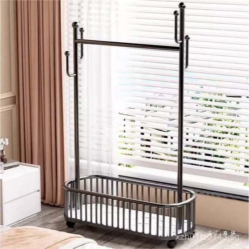 Bedroom Dirty Laundry Basket Hat Rack Storage Movable Clothes Rack ...