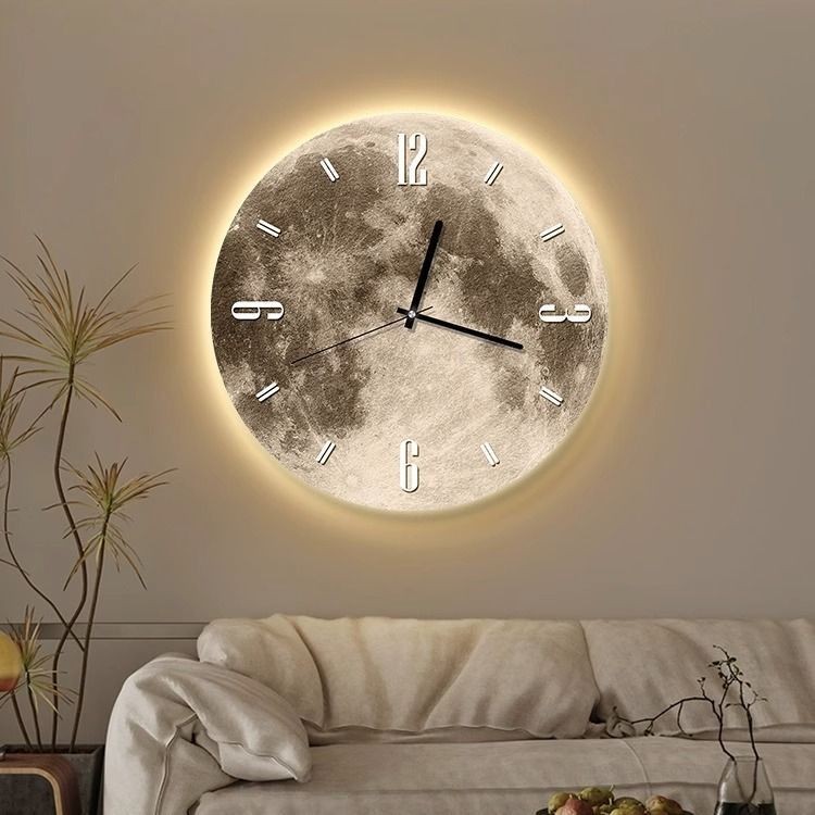 Moon Silent Large Wall Clock For Living Room Decor Modern Battery Operated Non Ticking 16 Inch Acrylic Quartz Digital Watch For Bedroom Home Decors Shopee Singapore