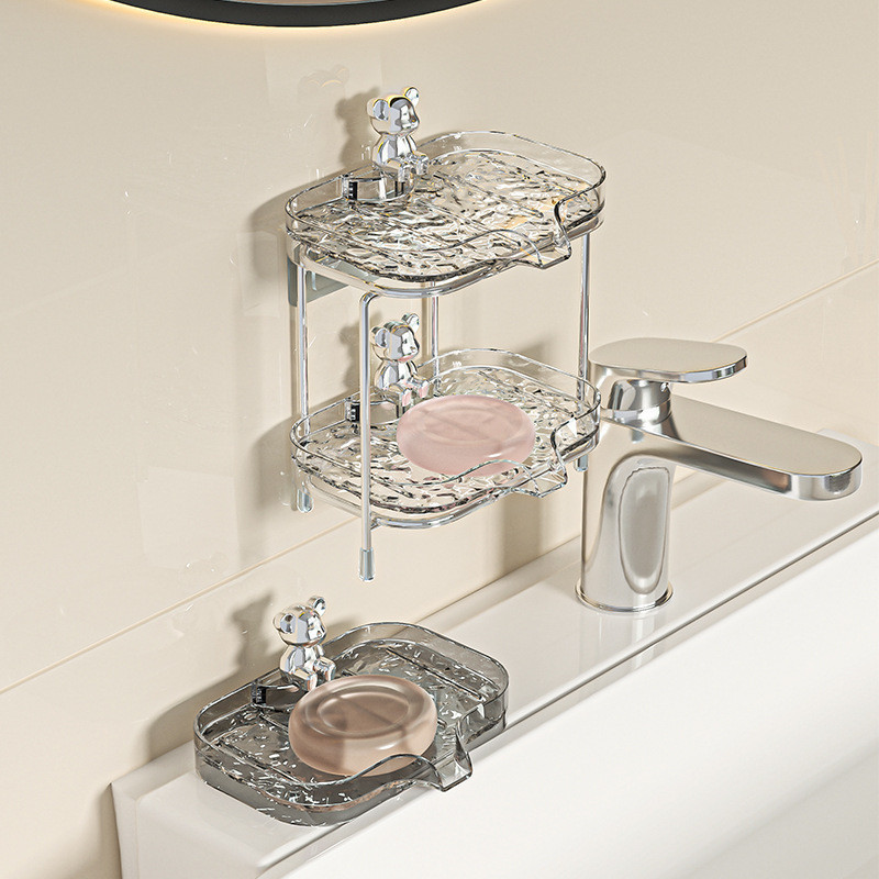 Bathroom Toilet Double Deck Soap Box Soap Holder Water Ripple Soap Box ...