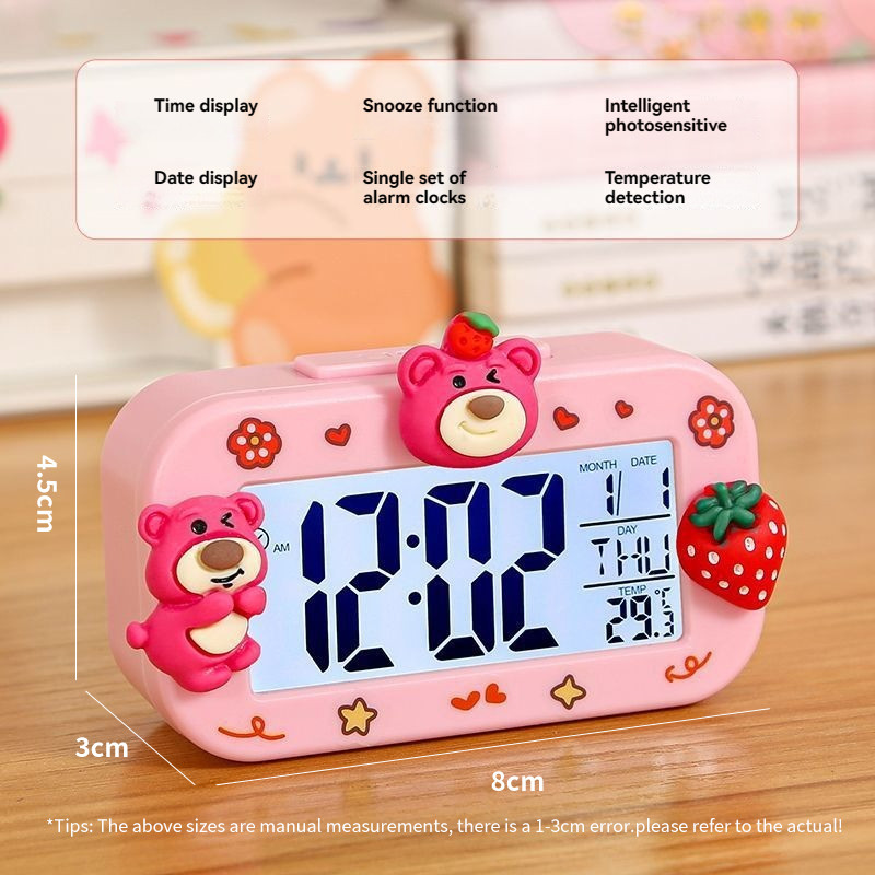 Digitial Cartoon Alarm Clock Portable Electric Alarm Clock Children Cute Table Clock Shopee Singapore
