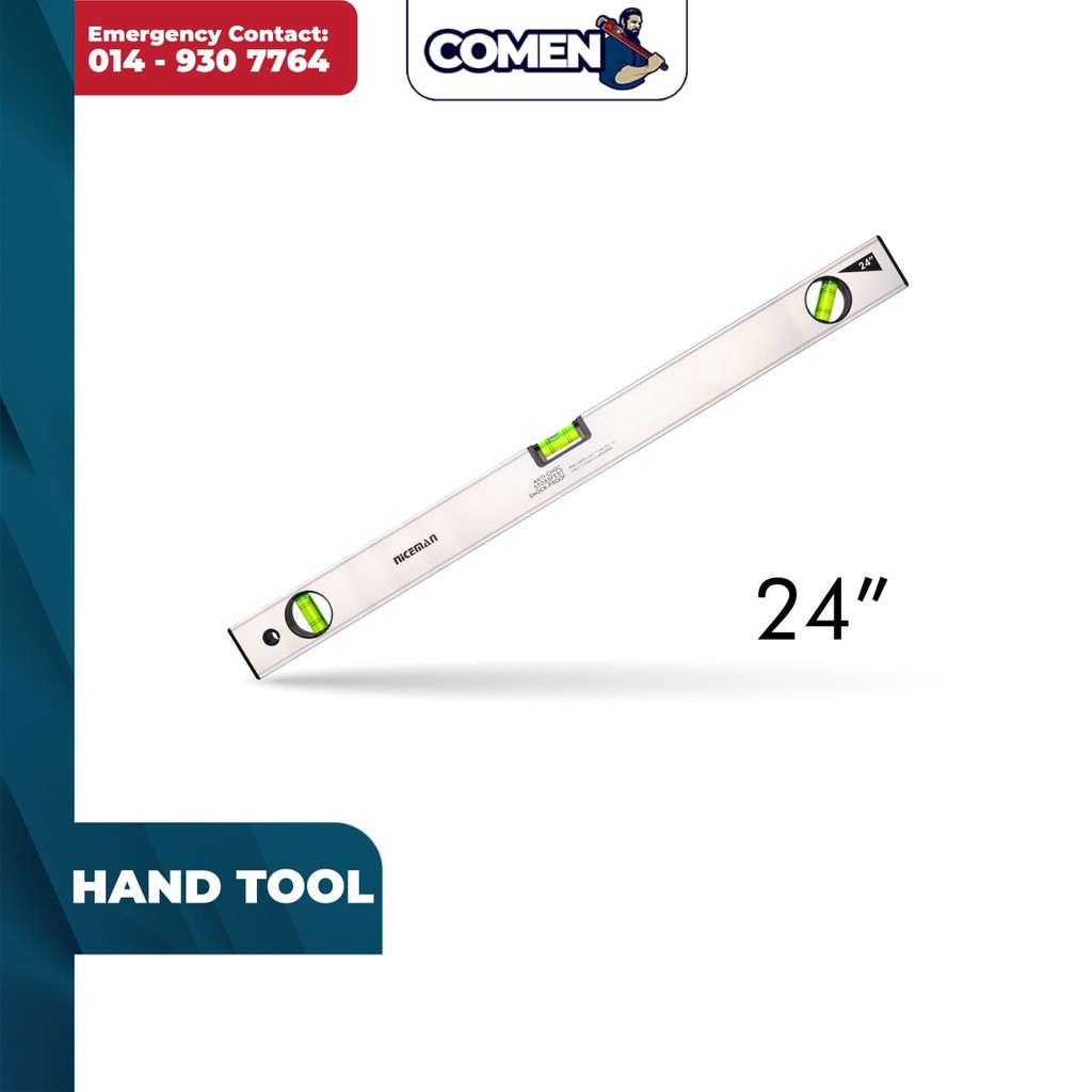 NICEMAN (ARROW) Water Level Ruler 24 Inch 3 Vials Aluminum Horizontal ...
