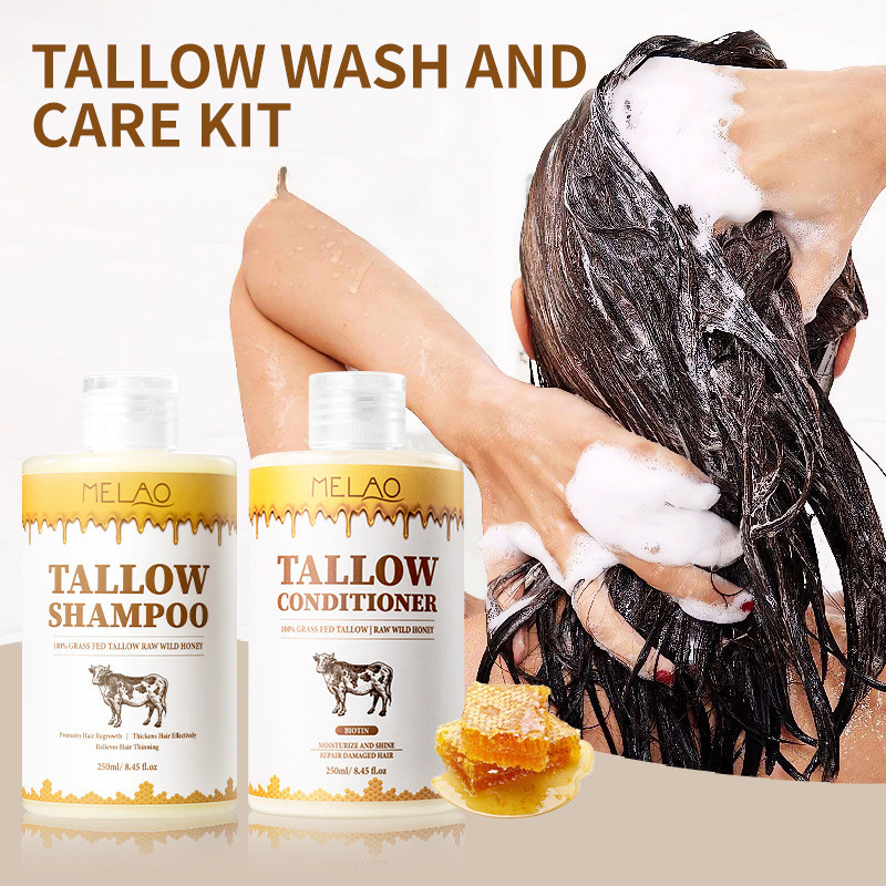 Tallow Hair Care Set - 250ml Shampoo + 250ml Conditioner, Frizz Control ...