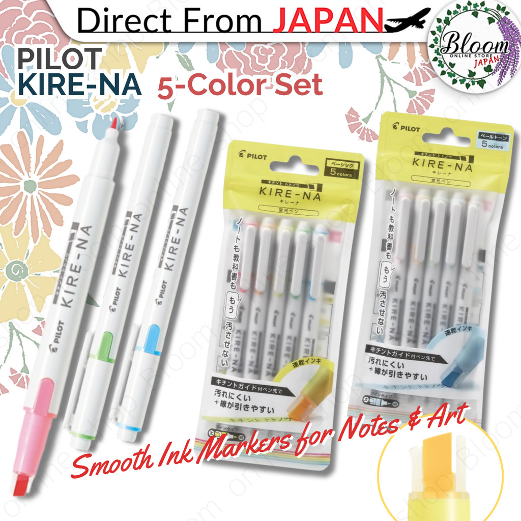 [Pilot] Kire-na 5-Color Japanese Pen Set (Basic & Pastel color, Smooth ...