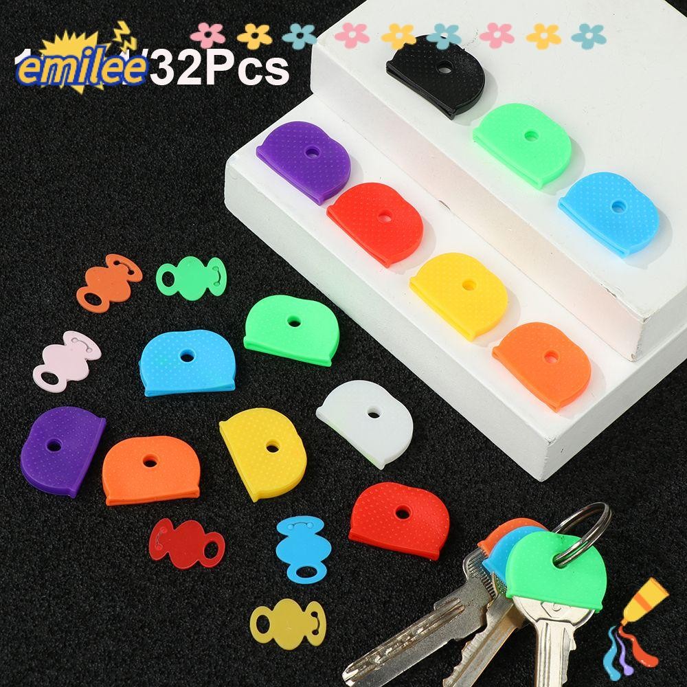 EMILEE 12/24/32pcs Key Cap Covers Elastic Silicone Label Organizer Tags ...