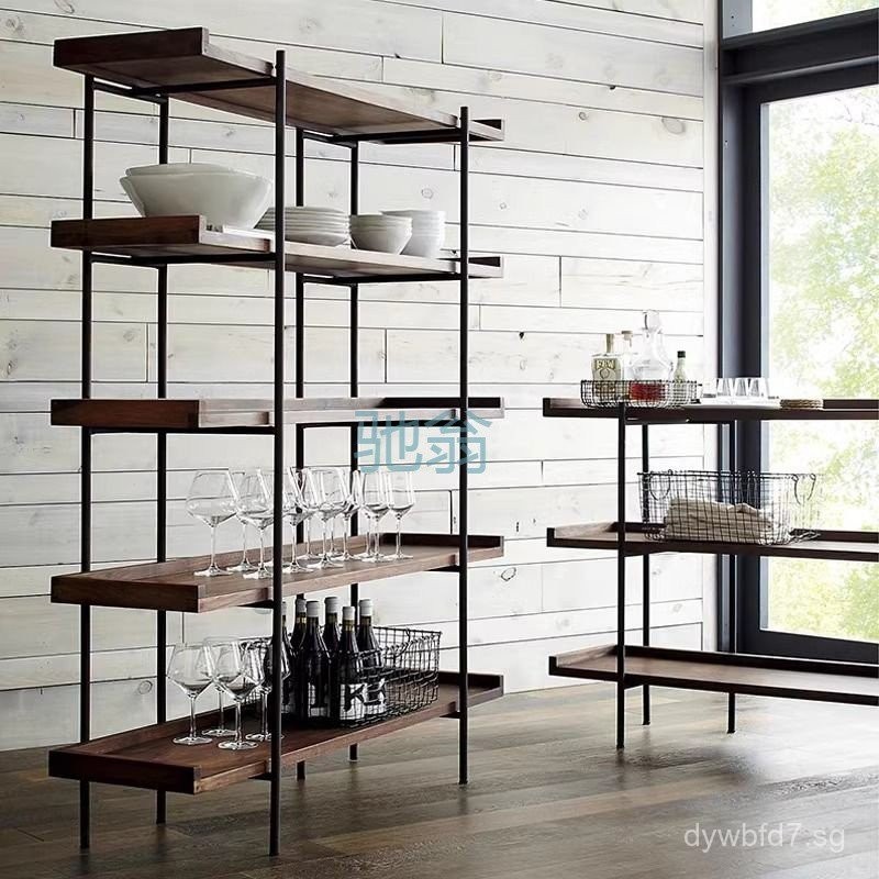 lw0Solid Wood Storage Rack American Style Display Rack Floor Bookshelf ...