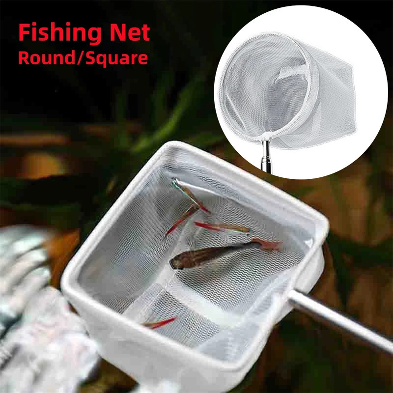 40cm Retractable Stainless Steel 3D Fishing Nets Round/Square Aquarium ...