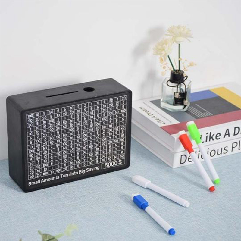 BCF Money Saving Box Cash Vault Wooden Savings Challenge Box Piggy Bank ...