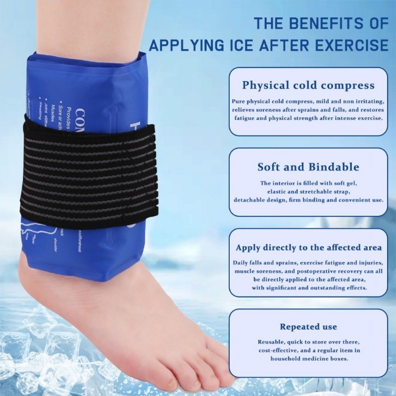 Reusable Wearable Gel Ice Pack For Knee Hot Cold Compress Muscle Strain ...