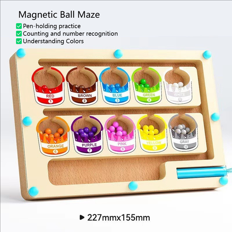 Magnetic Labyrinth Roll-On Toy Children Number Color Cognition 3-6 ...
