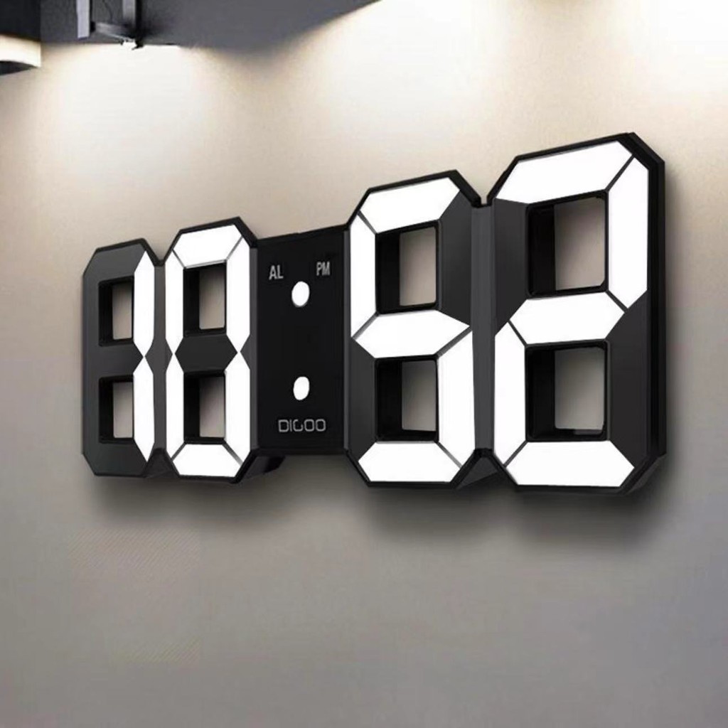 SRS_3D LED Wall Clock Modern Digital Table Desktop Alarm Clock ...