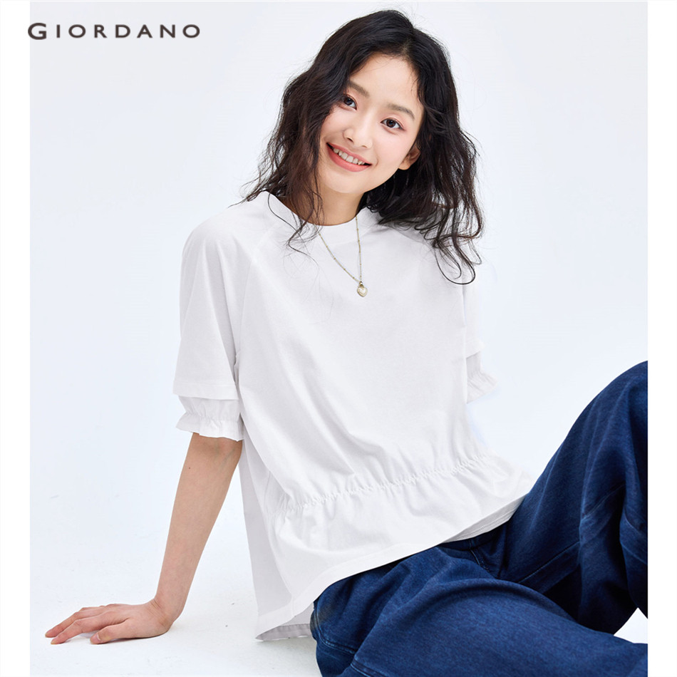 GIORDANO WOMEN Raglan sleeve crewneck patchwork tee 90324209 Shopee Singapore