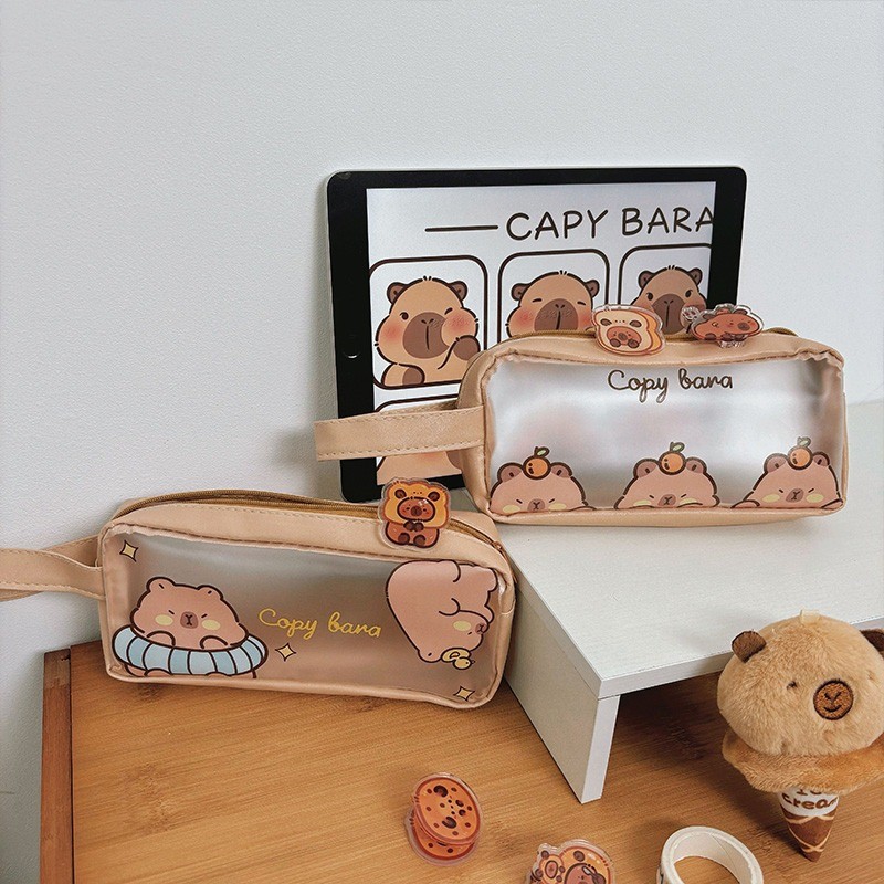 Capybara School Supplies Set,Cute Capybara Pencil Case Set With All Things,Large Cute Capacity Pencil Case With Compartments (14 Pcs Sets A
