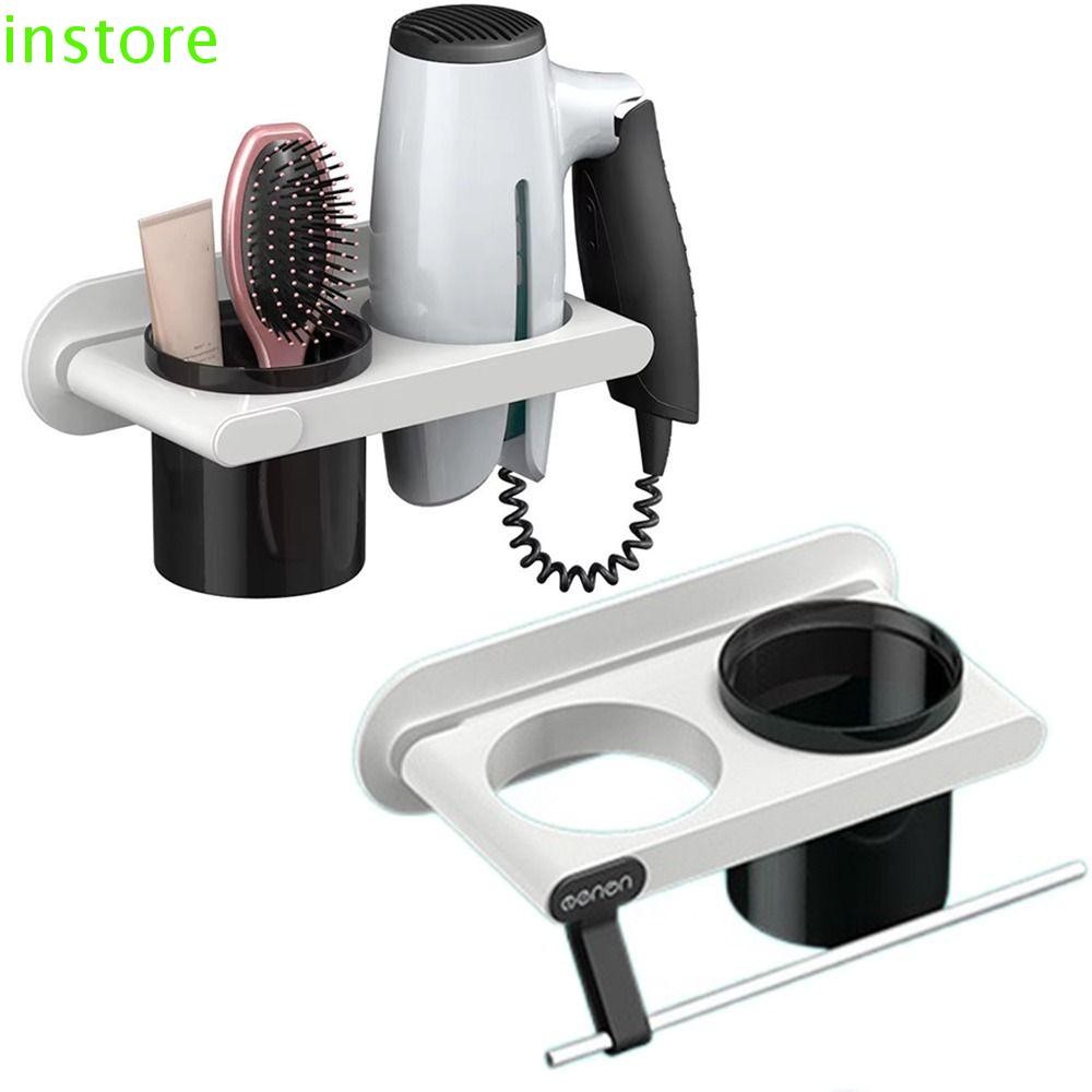 INSTORE Blow Dryer Rack, SelfAdhesive Wall Mounted Hair Dryer Holder