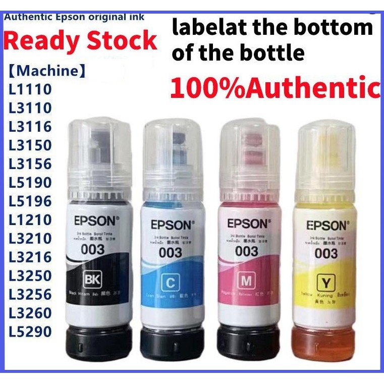 Ready Stock 100 Original Epson Refill Ink 003 L1110 L3110 L3116 L3150 L3156 L5190 L5196 L1210 L3210 L3216 L3250 L3256 Shopee Singapore