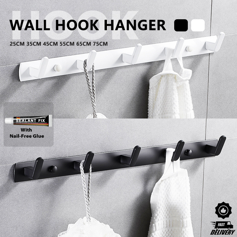 No Drill Wall Hook Door Hooks Clothes Hangers Hanging for Kitchen Bathroom Toilet Balcony
