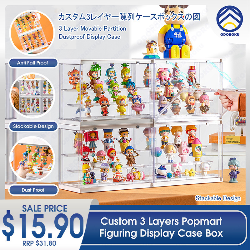 ODOROKU Popmart Display Case with Magnetic Door and Removable Shelves ...