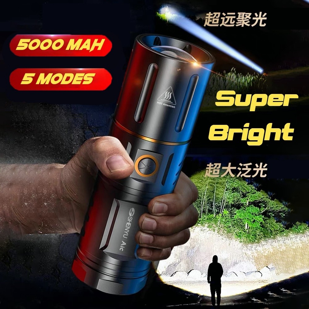 SONALA 5000mAh USB LED Outdoor Flashlight Waterproof Rechargeable ...