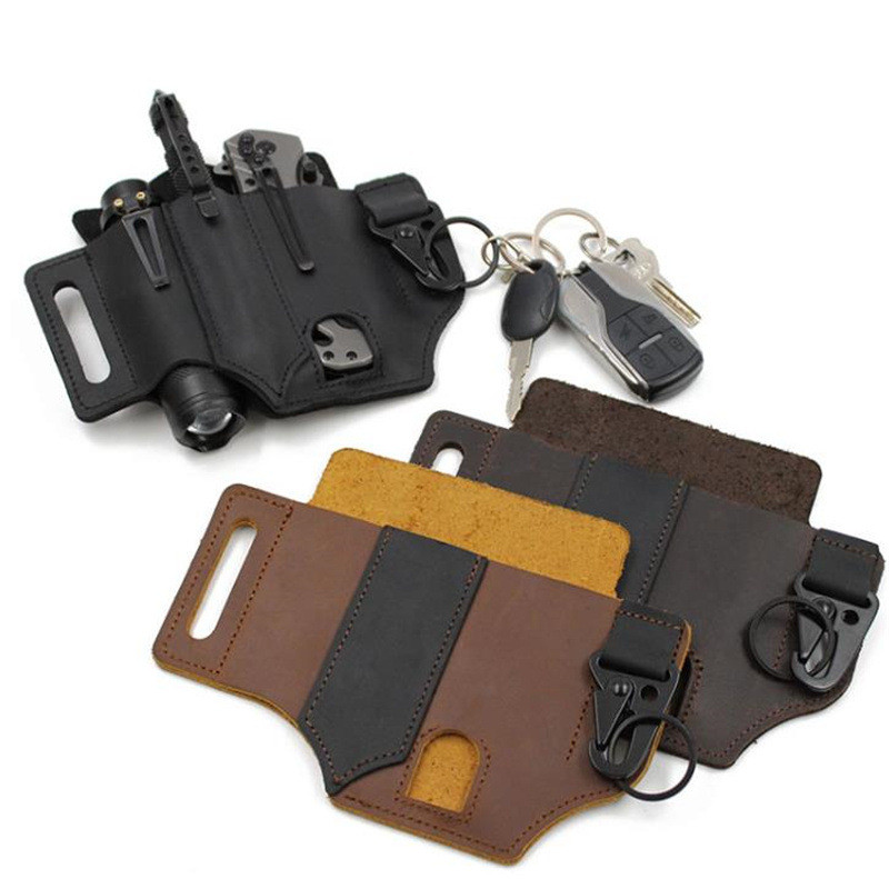 Multitool Sheath For Belt, Leather EDC Pocket Organizer For Men Leatherman Sheath With Pen Holder Key Fob Flashlight Sheath Edc Leather Pouch Brown 5f1e3dd7111b762d617034d6
