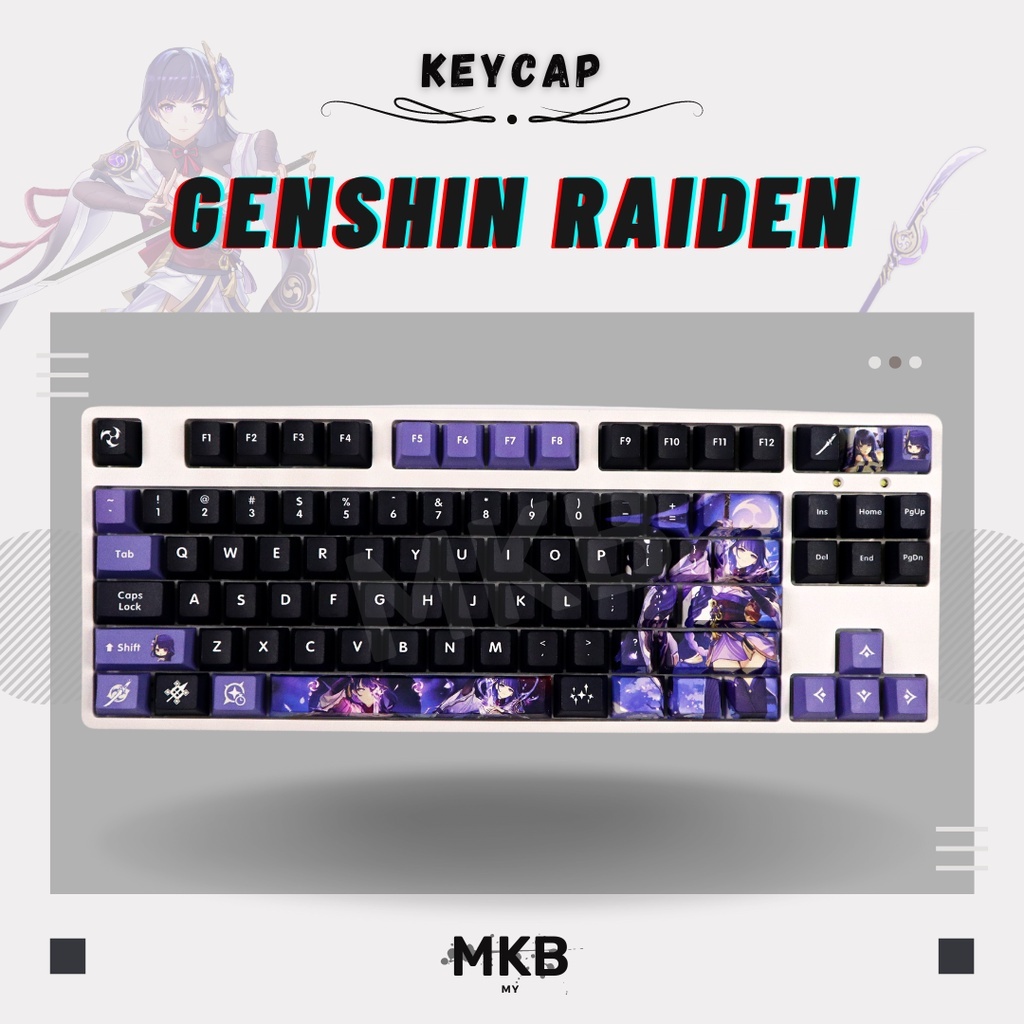 [READY STOCK] Genshin Impact Raiden Black PBT Keycap Set for Mechanical ...
