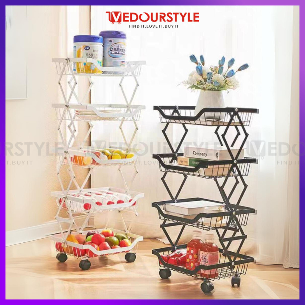 Vedourstyle Kitchen Metal Racks Trolley Organizer Rak Dapur Beroda ...