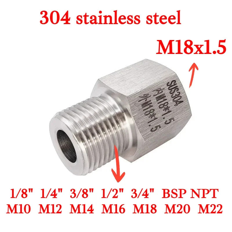 M18 Female to M10/M14 1/8'' 1/4'' BSP NPT Hex Reducer Bushing Adapter ...