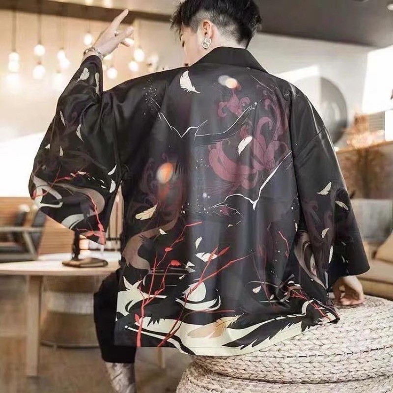 Japanese kimono Men Women Unisex Fashion Loose Half sleeved Cartoon Print Thin Kimono Cardigan 2LZ6 Shopee Singapore