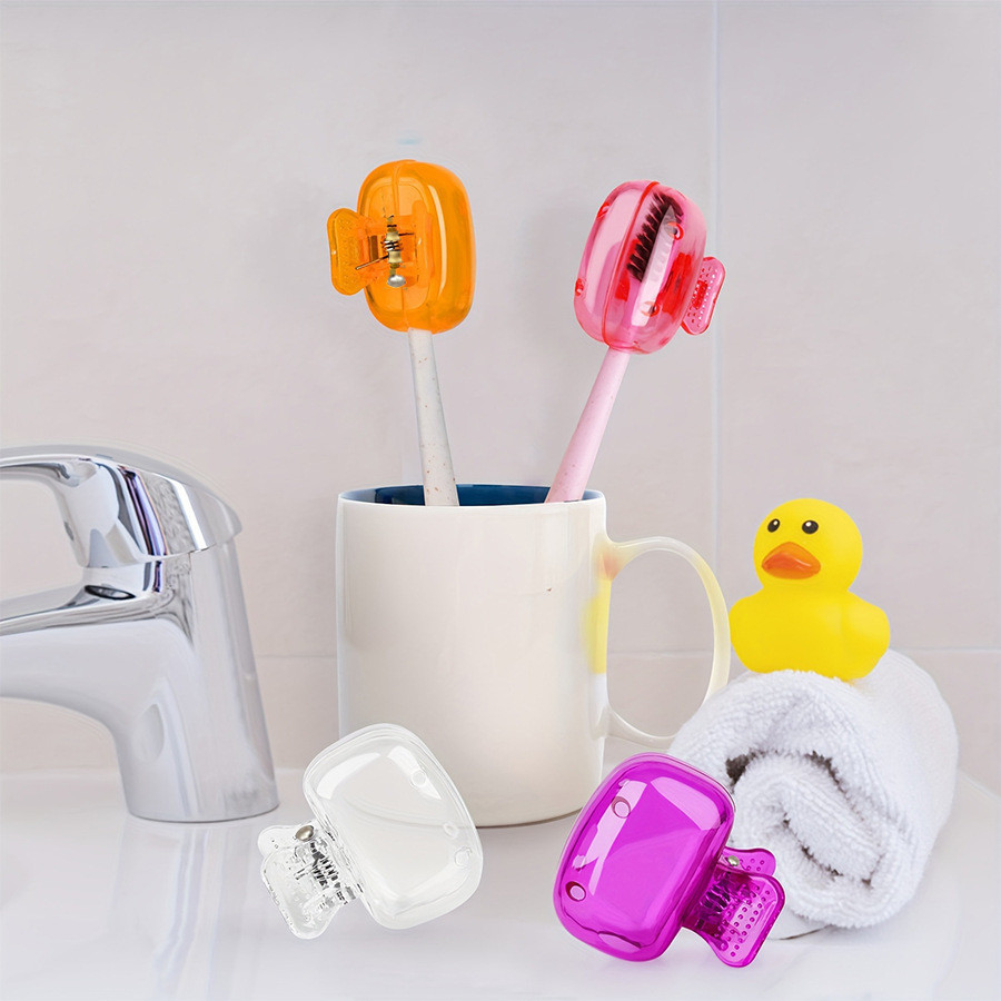 3-Pack Toothbrush Head Covers With Suction Cups - Bathroom Mirror & Wall Mount Protectors