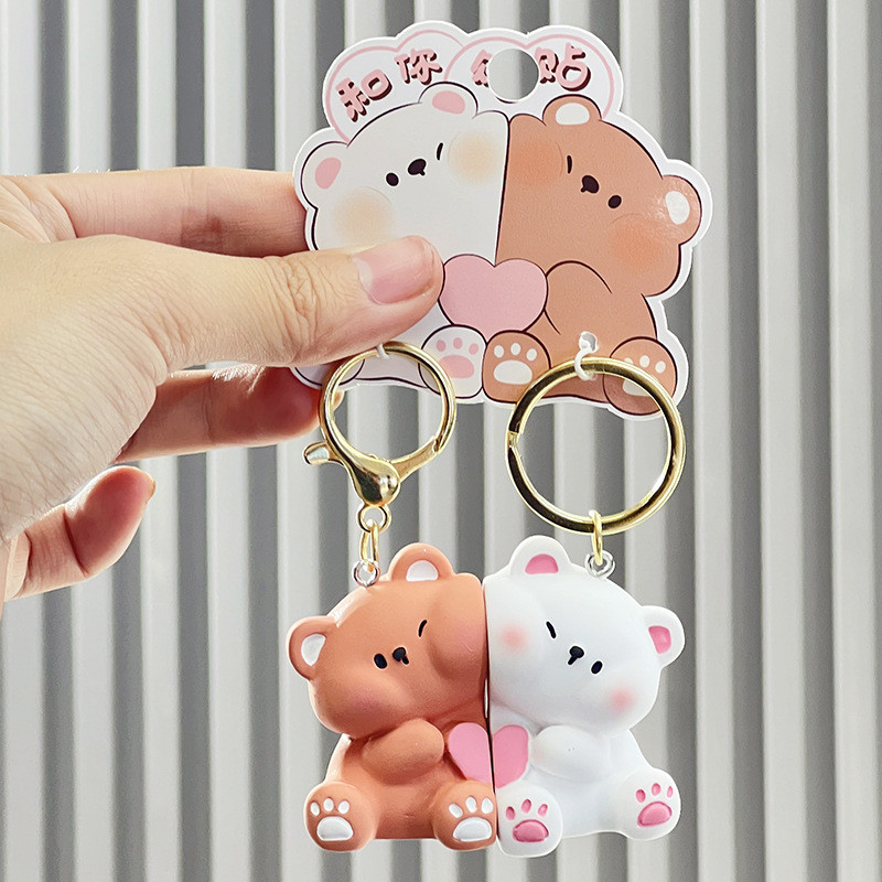 2 Pcs/set Magnetic Siamese Cat Doll Keychain Backpack Pendant