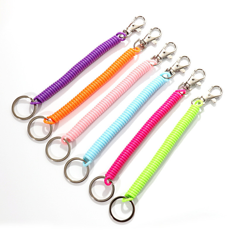 [F]Plastic spring rope keychain hanging rope telephone line telescopic ...