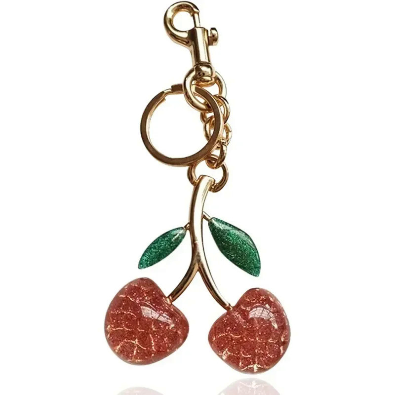 COACH♡Glitter Resin Cherry Bag Charm♡Y2K Cherry Bag Charm Cherry Keychain Charm Metal Accessory Sparkling