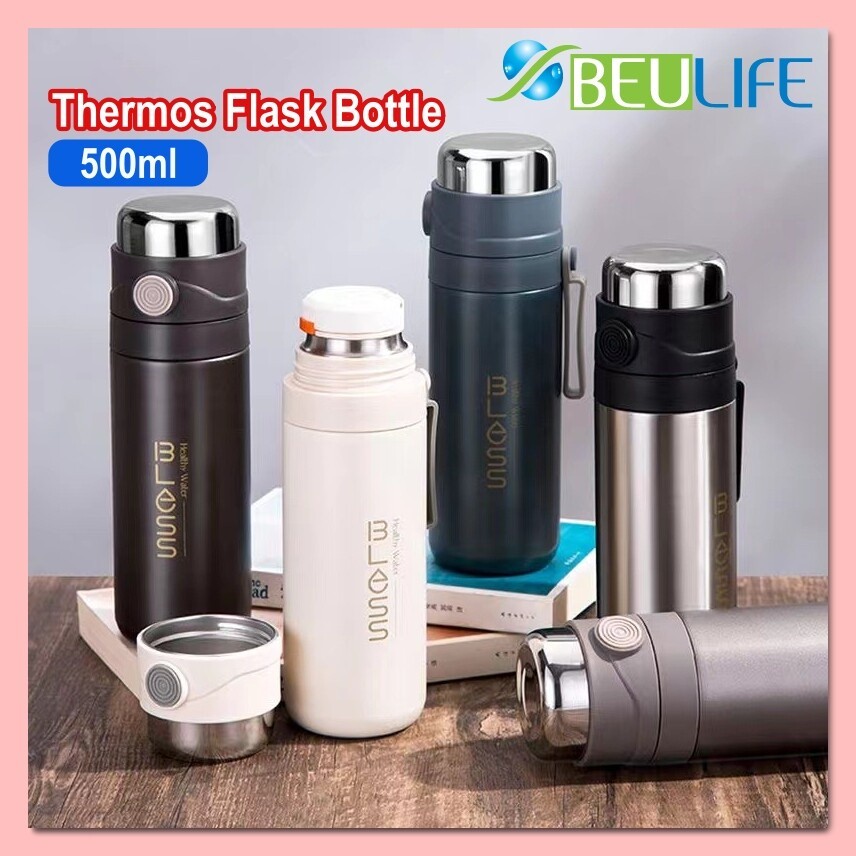 BEULIFE 500ml Stainless Steel Sport Thermos Flask Bottle Thermo