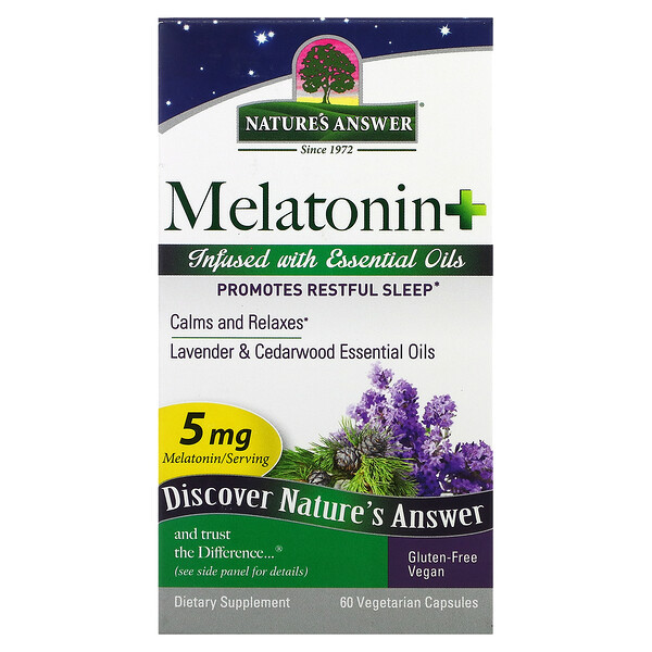 Nature's Answer, Melatonin+, 5 mg, 60 Vegetarian Capsules | Shopee ...