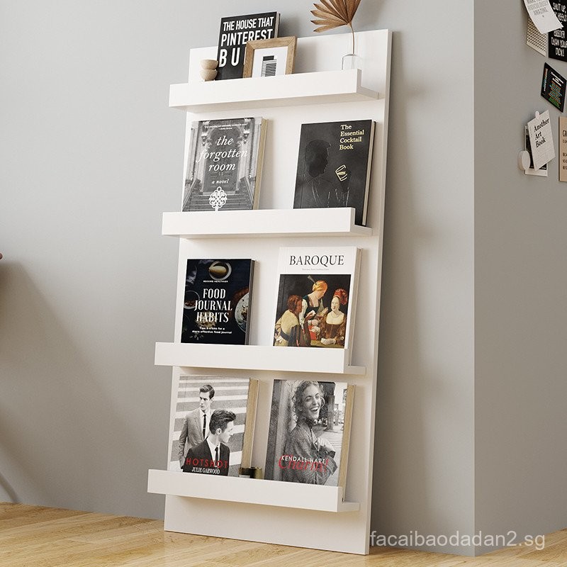 White Newspaper Rack Floor Bookshelf Wall-Mounted Storage Rack ...