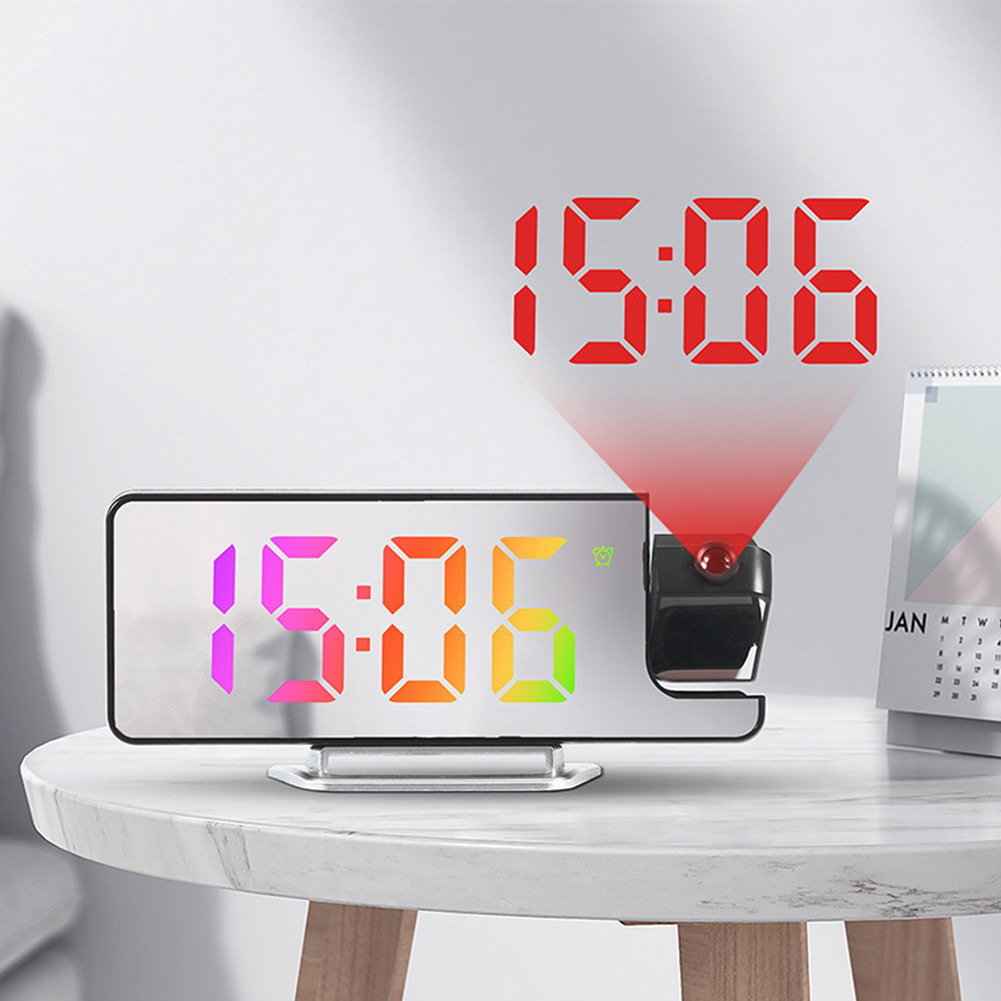 Projection Alarm Clock Mains and Battery Operated LED Mirror Digital ...