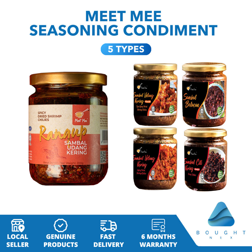 MEET MEE Seasoning Condiment - Dry Chili, Sambal Belacan, Dried Shrimp ...