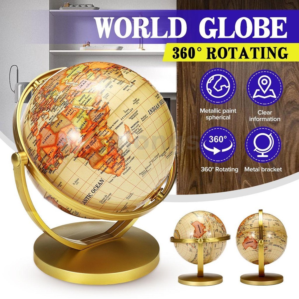 World Globe Map 360°Rotating World Globe Earth Atlas Map Geography ...