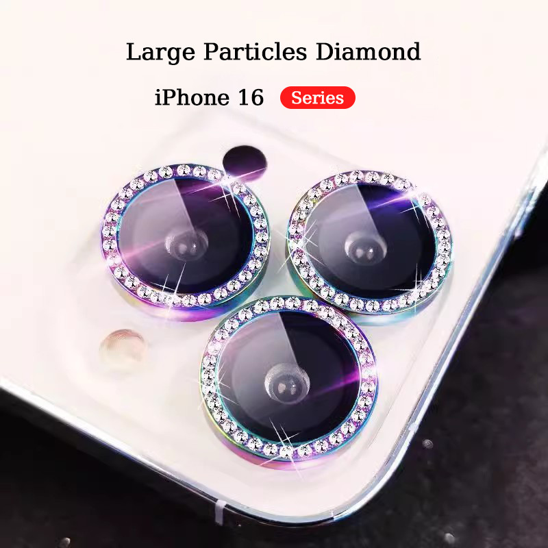 YWXTW Sparkly Camera Lens Protector For IPhone 16 Pro/Pro Max - Glitter Diamond Tempered Glass & Metal Cover