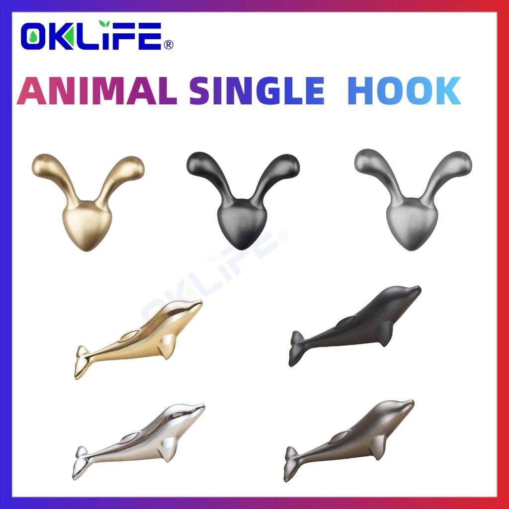 Creative hook Little Dolphin aluminum alloy adhesive hook wall bathroom door punching-free hanging hook