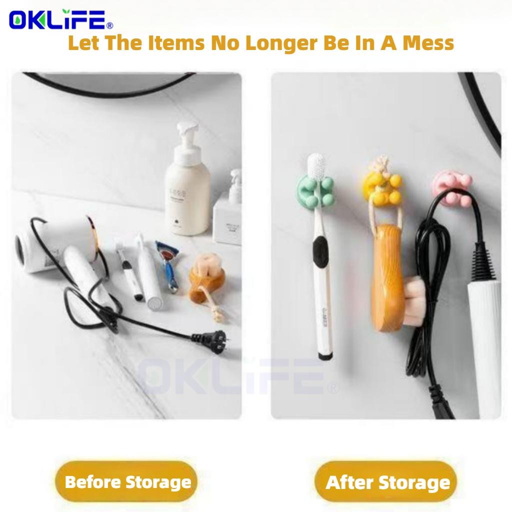 Bathroom Toothbrush Razor Sticky Hook Nail-Free Silicone Non-Marking Office Hook Creative Household Toothbrush view 3