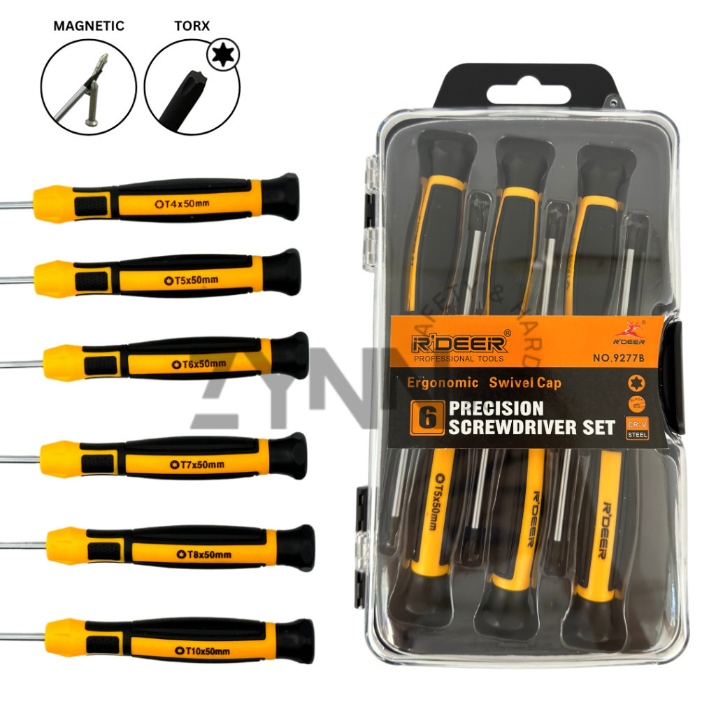 [SG STOCK] SCREWDRIVER SET 6PCS STAR PRECISION 9277B R'DEER ...