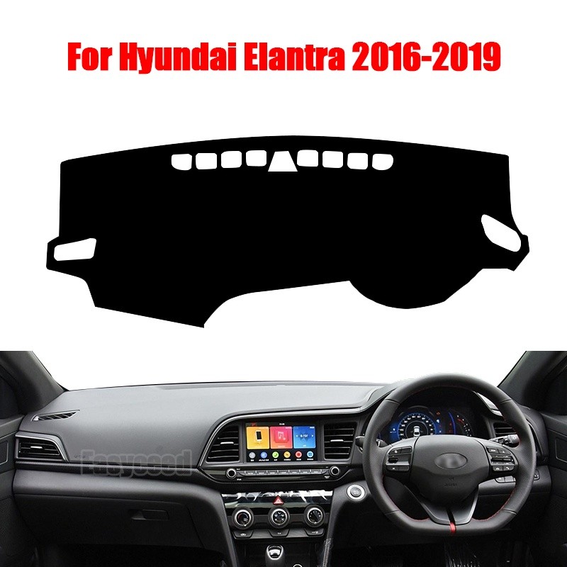 Custom Fit Dash Cover Mat For Hyundai Elantra 2016-2018 – Red & Black Felt Fabric, Left Hand Drive Only