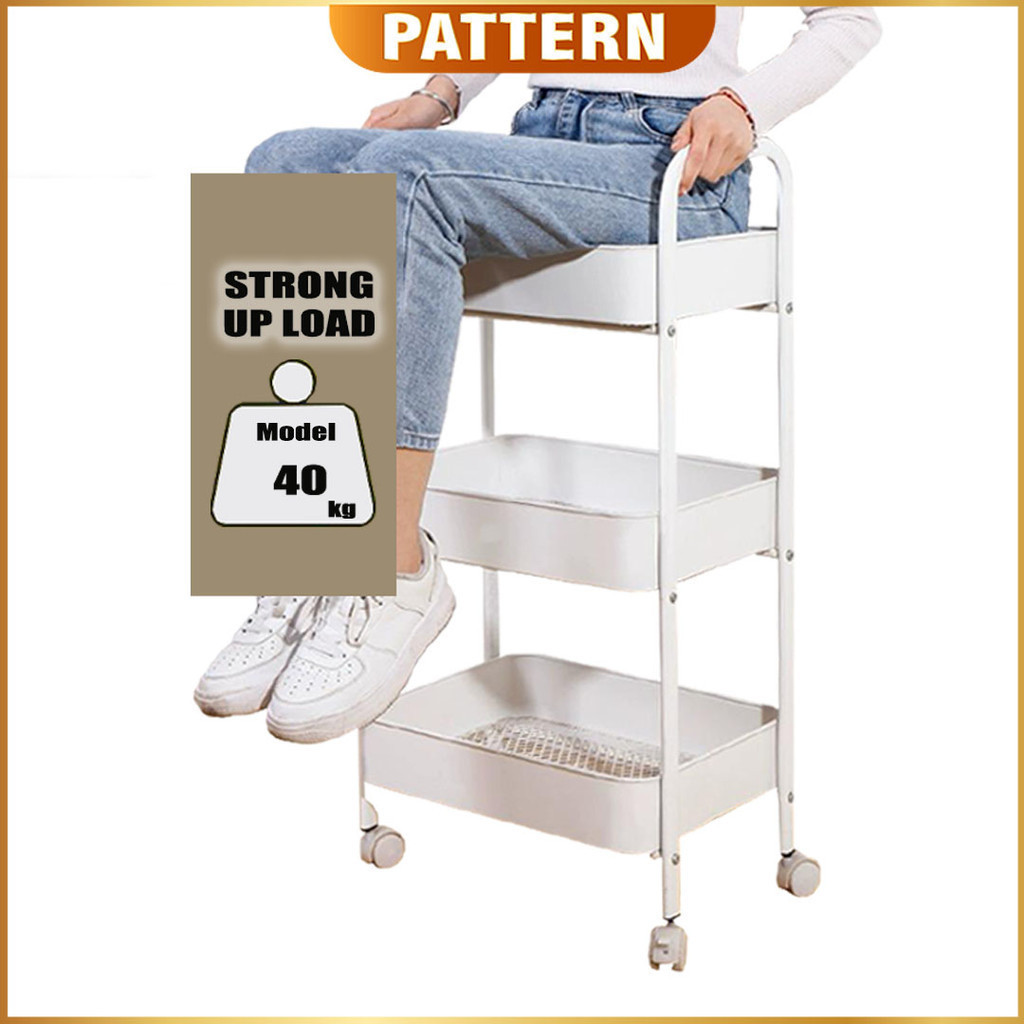 PATTERN 100% Full Steel Metal Trolley | 3 Tier Trolley Multifunction ...