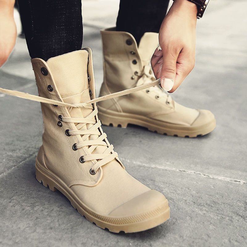 8.2 Kaiqi Wolf Four Seasons Large Size British Martin Boots Breathable Canvas Shoes Boots High Top Desert Boots Casual Motorcycle Shoes Shopee Singapore