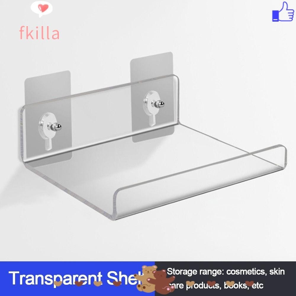 FKILLA Bathroom Transparent Shelf, Wall Free-Punch Acrylic Storage Rack ...