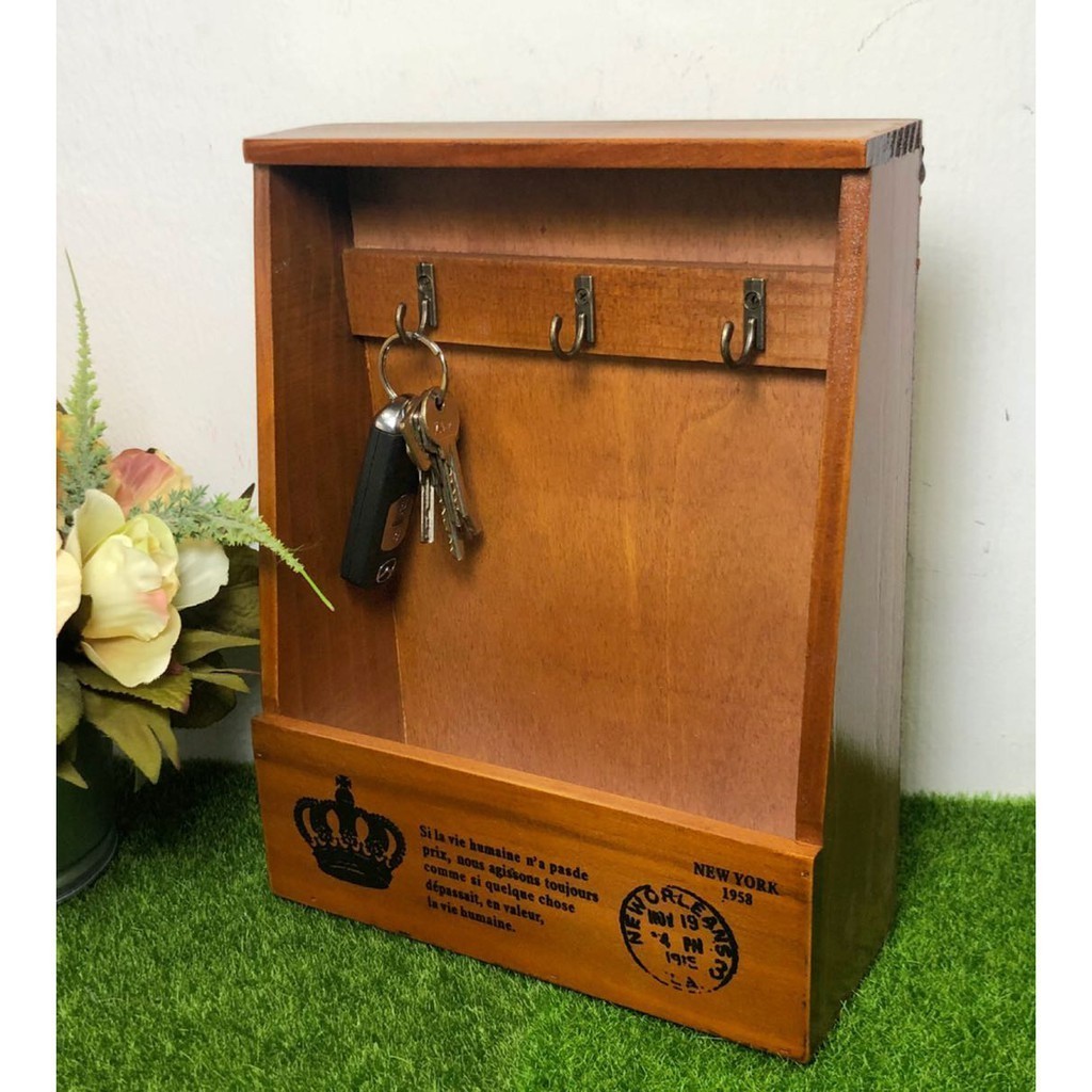 Vintage Wooden Key Storage Cabinet Key Holder Box Letter Holder Key Box Shopee Singapore