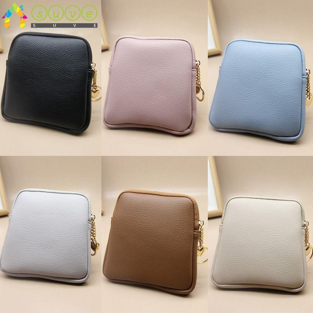 SUVE Square Coin Purse, Handheld Plain Mini Wallet, Portable Card