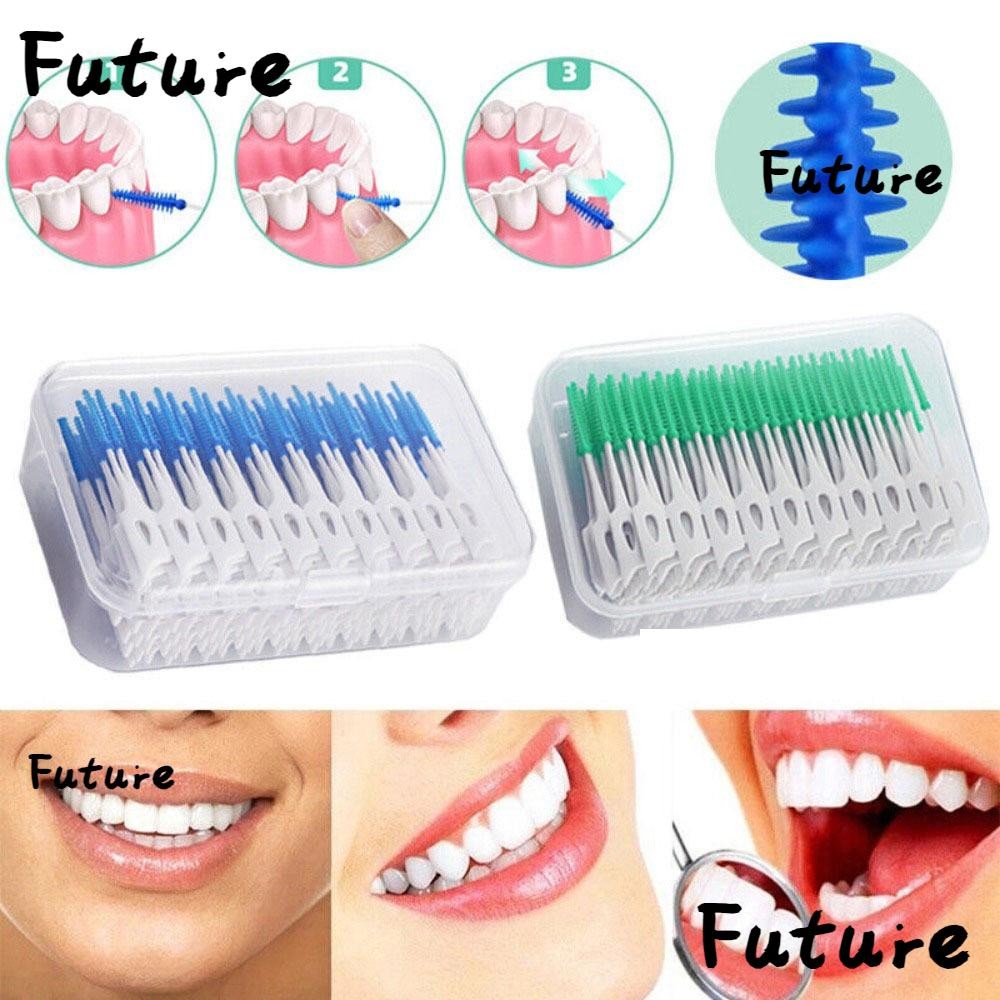 FUTURE 160pcs/box Floss Pick, Tooth Gap Soft Silicagel Interdental ...
