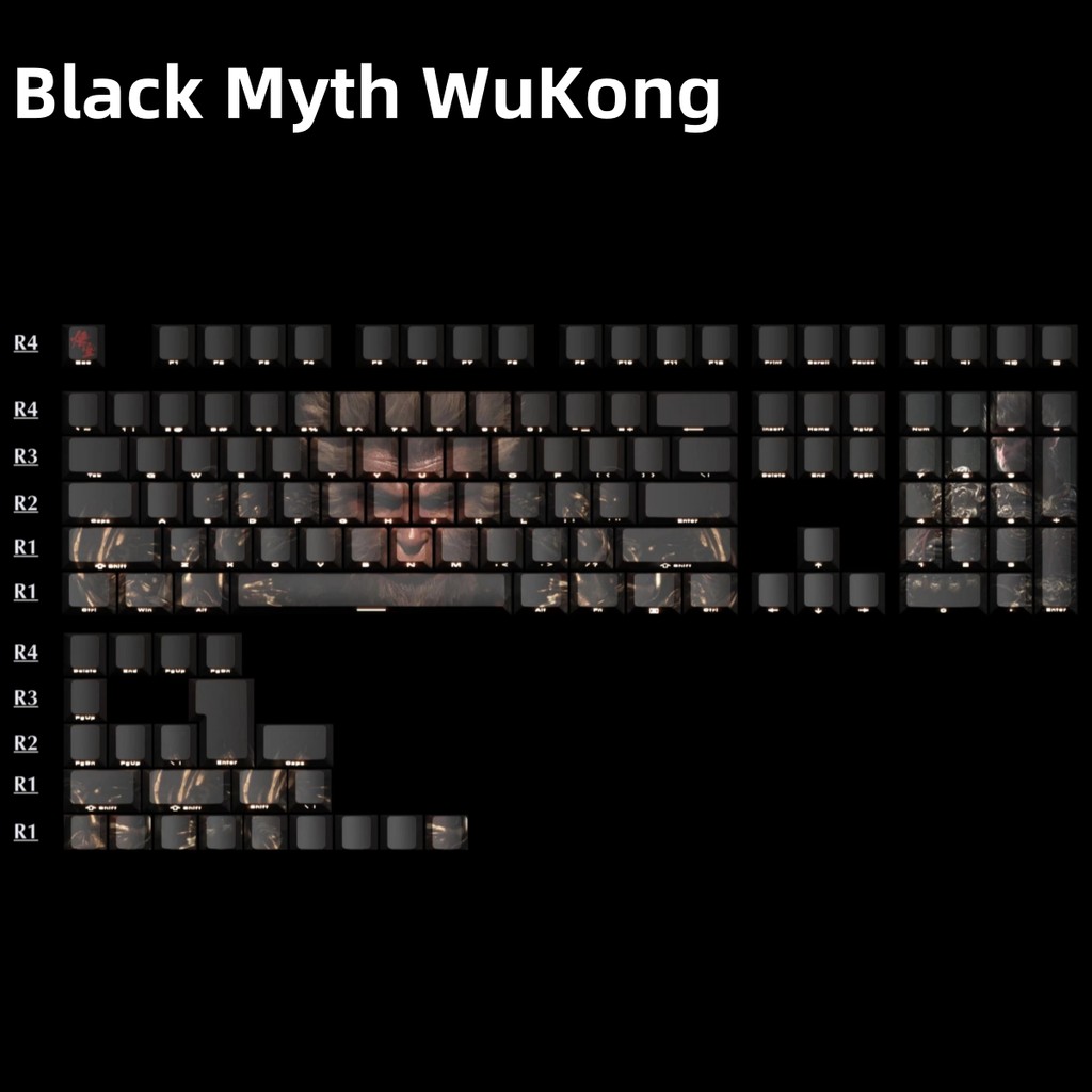 Black Myth Wukong Keycap Cherry Profile PBT Side Print Shine Through ...