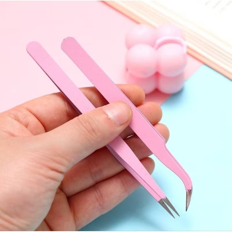 1PCS Pinset Bulu Mata Bengkok Lurus Penjepit Sticker Tweezer Warna Macaron Alat Kecantikan Bentuk Bengkong Eyelash Serbaguna A344 - Gambar 3