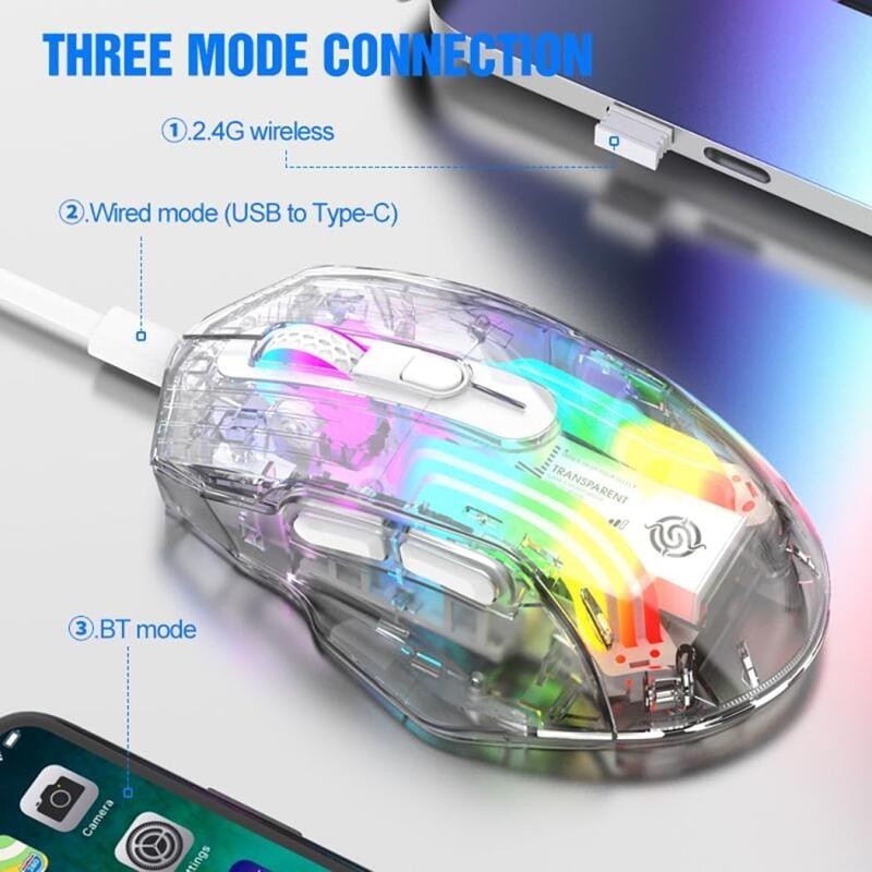 Wireless Bluetooth-Compatible Gaming Mouse 5.0/2.4G/USB-C 3 Modes ...
